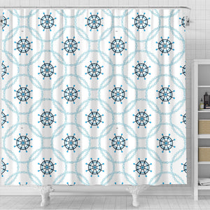 Nautical Steering Wheel Chain Shower Curtain Fulfilled In US