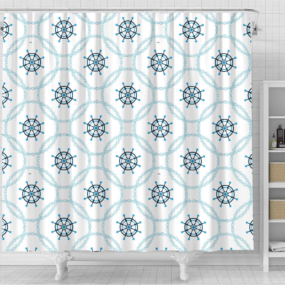 Nautical Steering Wheel Chain Shower Curtain Fulfilled In US