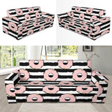 Donuts Pink Icing Striped Pattern Sofa Slipcover