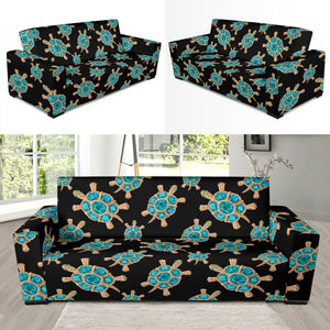 Sea Turtle Blue Stone Pattern Sofa Slipcover