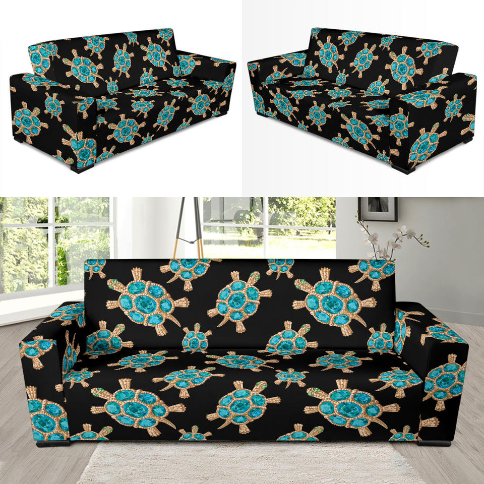 Sea Turtle Blue Stone Pattern Sofa Slipcover