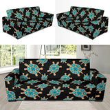 Sea Turtle Blue Stone Pattern Sofa Slipcover