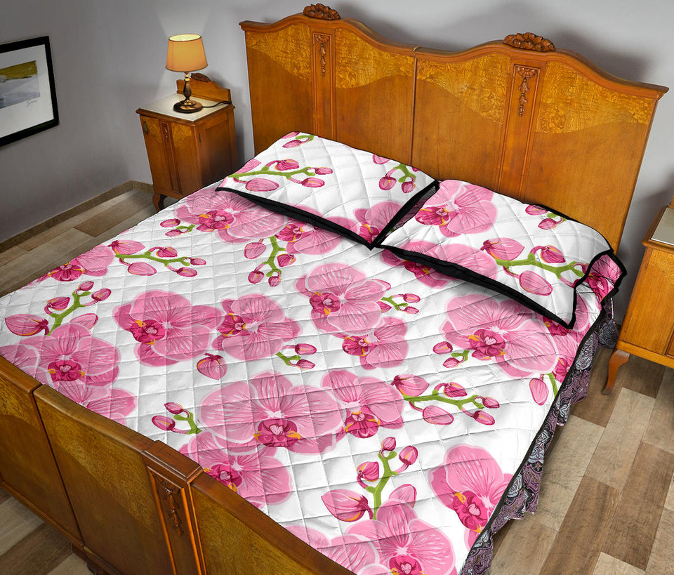 pink purple orchid pattern background Quilt Bed Set