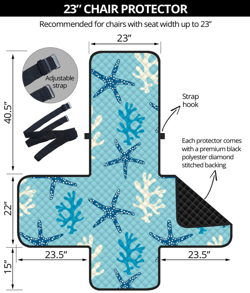 Blue starfish coral reef pattern Chair Cover Protector
