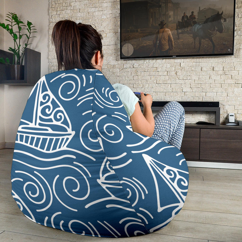 Hand Drawn Sailboat Pattern Bean Bag Cover