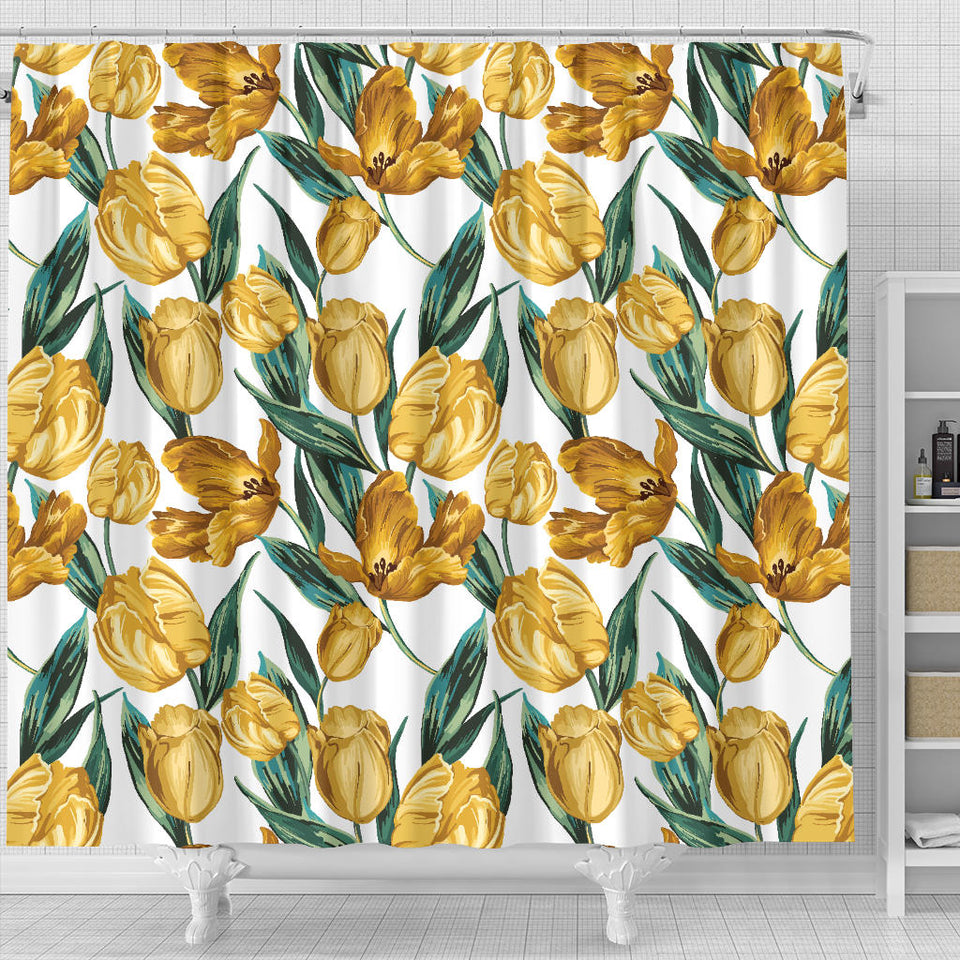 Yellow Tulips Pattern Shower Curtain Fulfilled In US