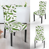 Hand Drawn Sketch Style Green Chili Peppers Pattern Dining Chair Slipcover