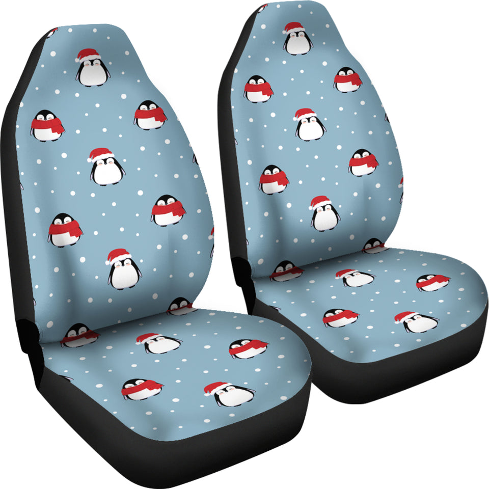 Cute Penguin Christmas Snow Pattern  Universal Fit Car Seat Covers