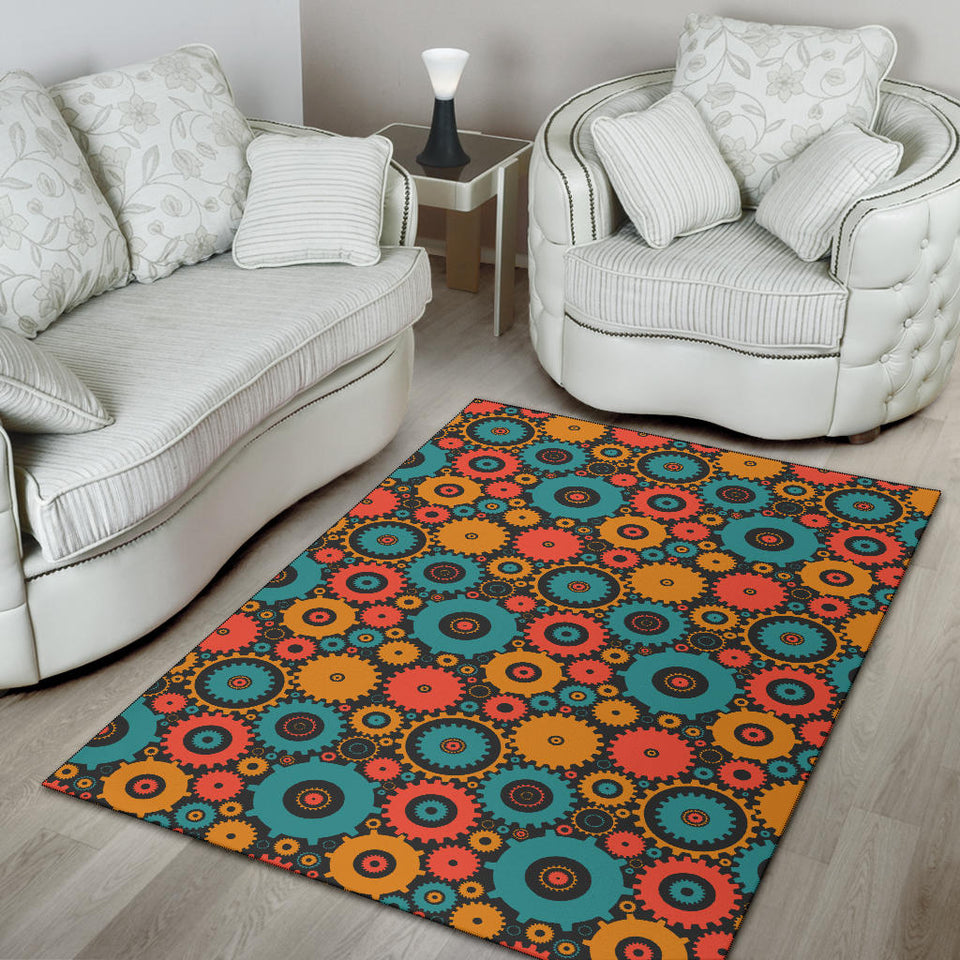Gear Pattern Print Design 01 Area Rug