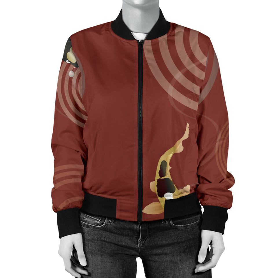 Koi Fish Carp Fish Red Background Women'S Bomber Jacket