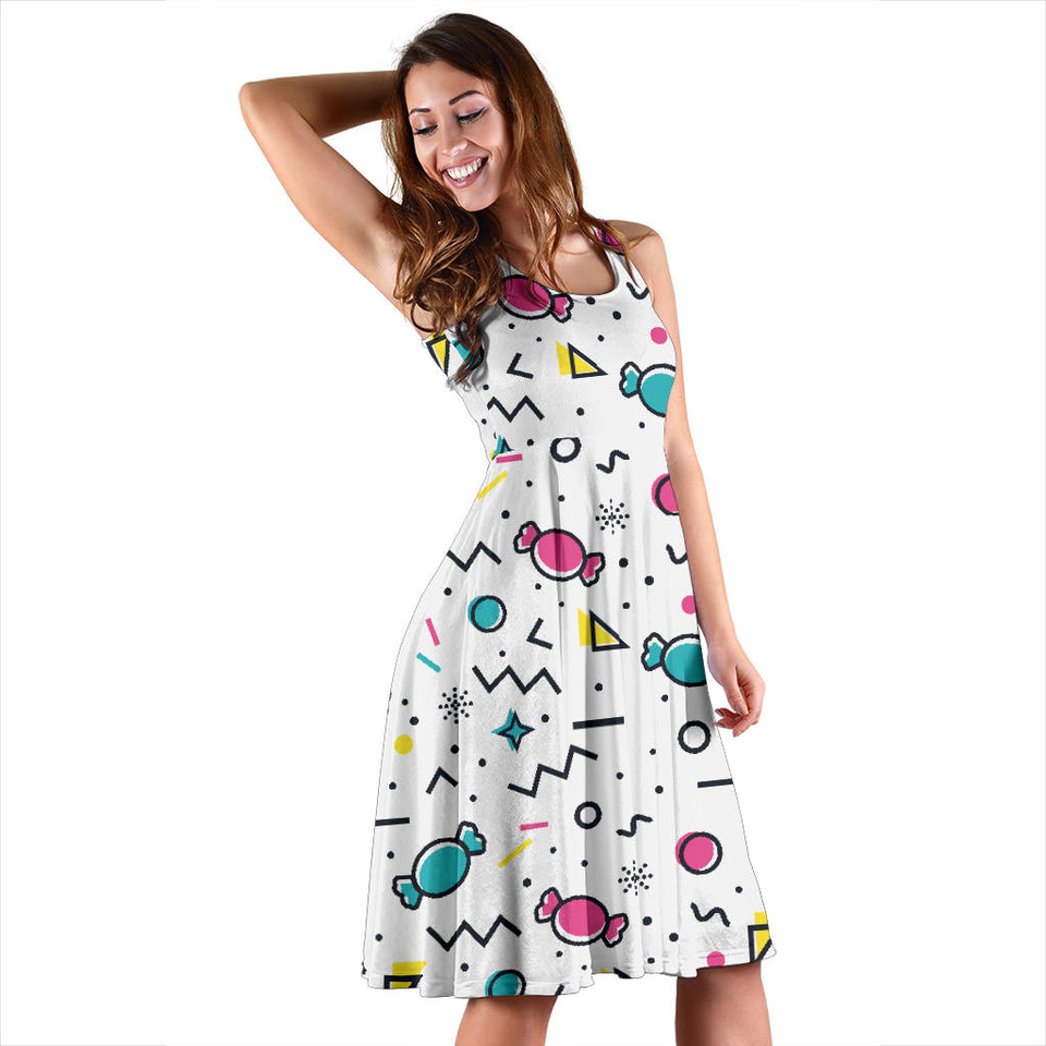 Candy Design Pattern Sleeveless Midi Dress