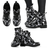 Crow Illustration Pattern Leather Boots