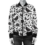 Crow Dark Floral Pattern Women'S Bomber Jacket