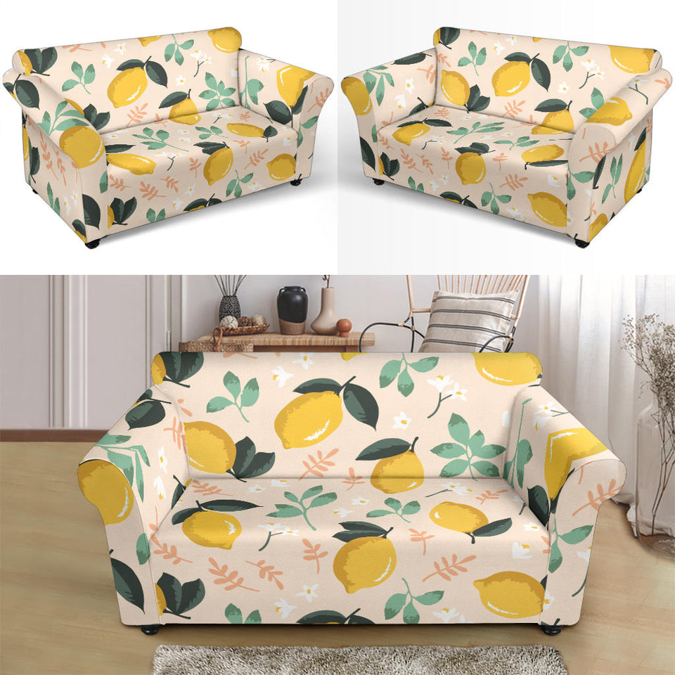 Lemon Flower Leave Pattern Loveseat Couch Slipcover