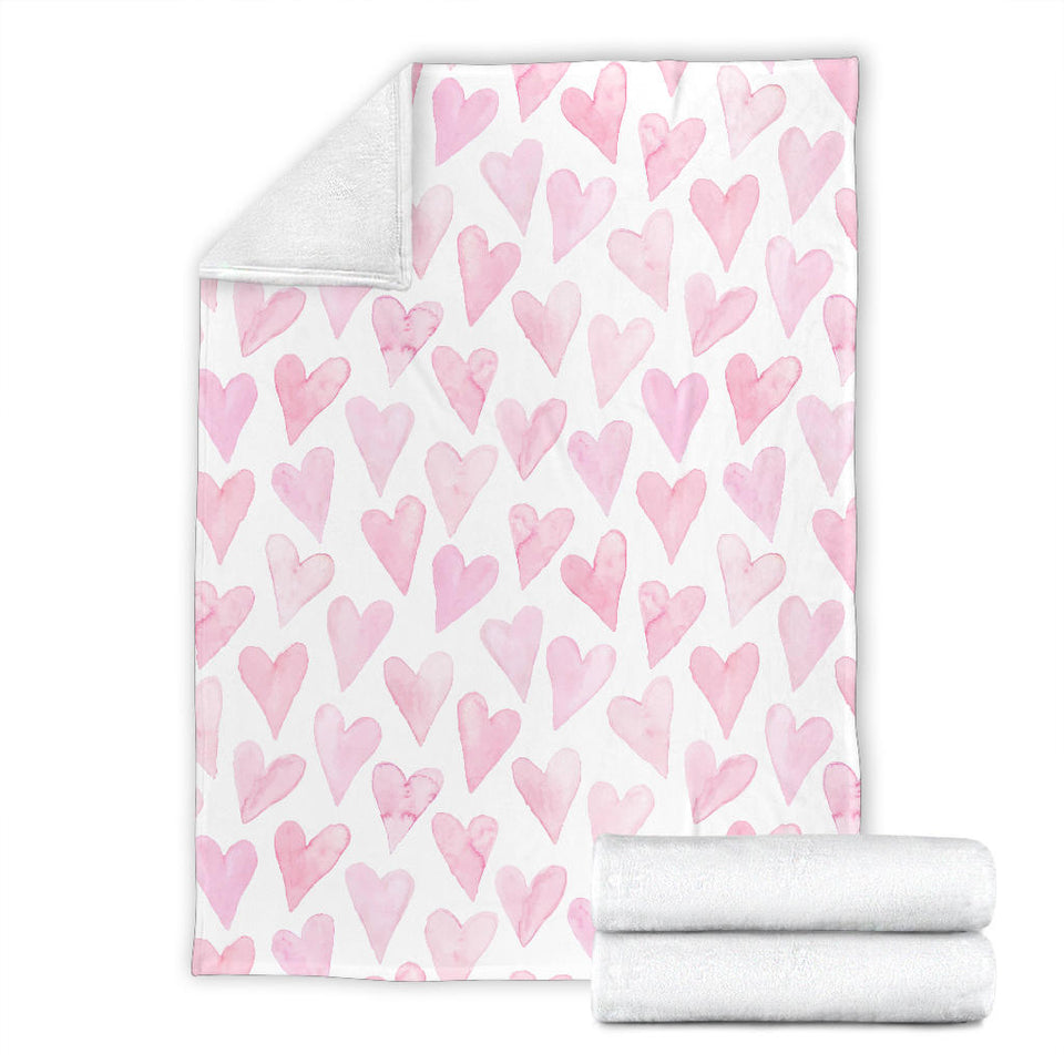 Watercolor Pink Heart Pattern Premium Blanket