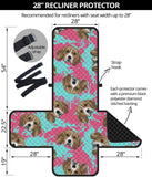 Beagle muzzles turquoise paint splashes pink pattern Recliner Cover Protector