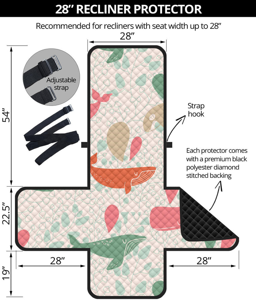Cute whale pattern Recliner Cover Protector