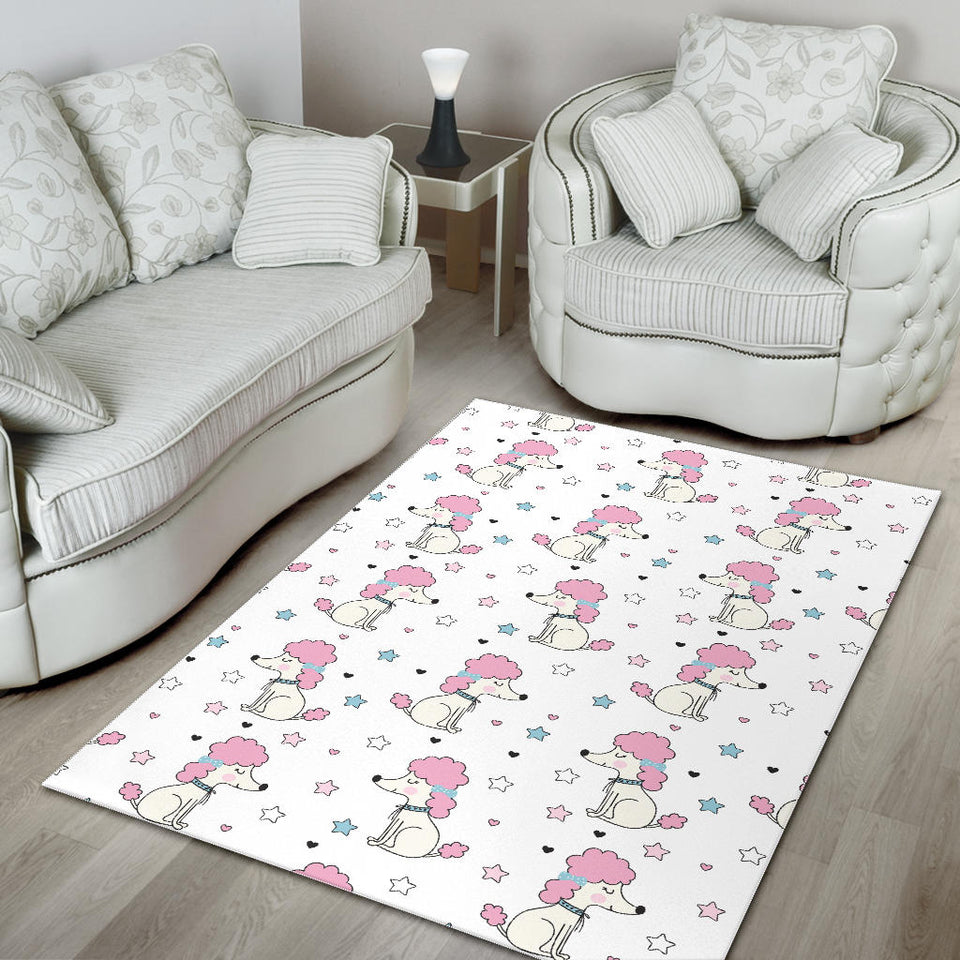Cute Poodle Dog Star Pattern Area Rug
