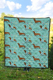 Dachshund Decorative Background Premium Quilt