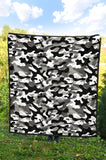 Black White Camo Camouflage Pattern Premium Quilt