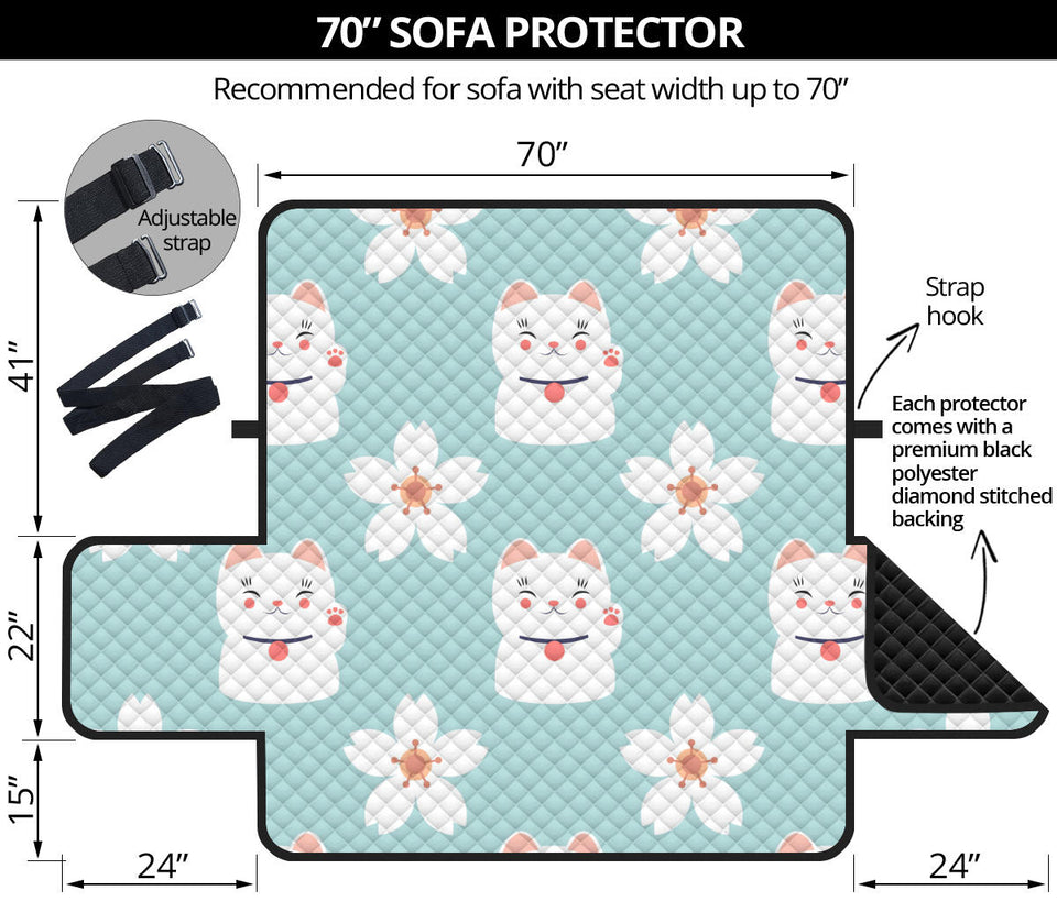 Maneki Neko Lucky Cat sakura Sofa Cover Protector