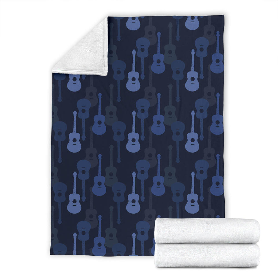 Blue Theme Guitar Pattern Premium Blanket