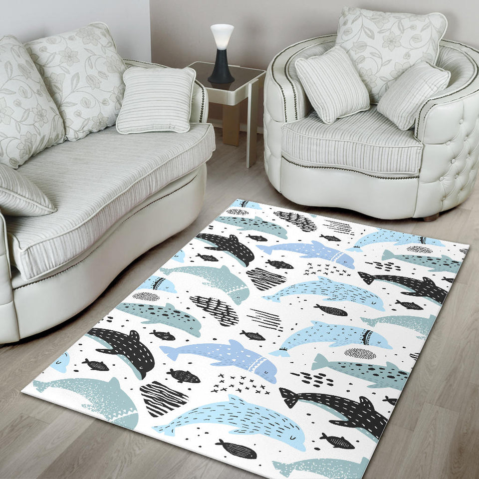 Cute Dolphins Childish Style Pattern Area Rug