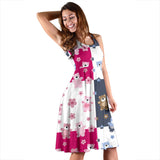 Teddy Bear Pattern Print Design 03 Sleeveless Midi Dress