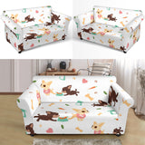 Cute Chihuahua Puppie Pattern Loveseat Couch Slipcover