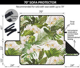 White orchid flower tropical leaves pattern Sofa Cover Protector