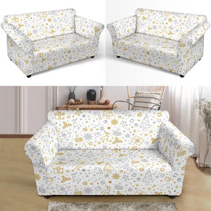 Christmas Tree Christmas Element Silver Gold Pattern Loveseat Couch Slipcover
