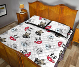 French bulldog cup paw pattern Quilt Bed Set