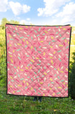 Pink Donut Glaze Candy Pattern Premium Quilt
