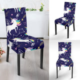 Hand Drawn Cute Unicorn Star Planet Dining Chair Slipcover