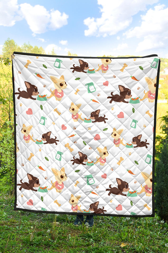 Cute Chihuahua Puppie Pattern Premium Quilt