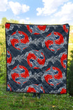 Koi Fish Carp Fishs Hand Drawn Japanese Art Premium Quilt