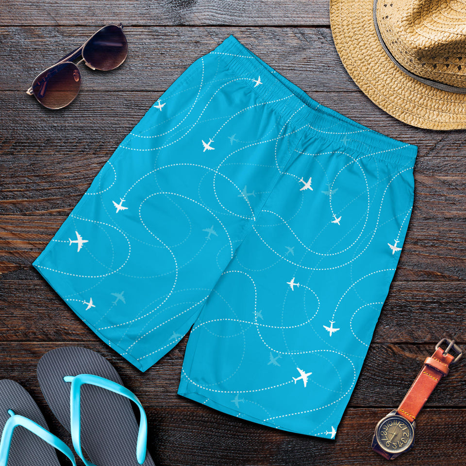 Airplane Destinations Blue Background Men Shorts