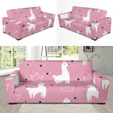 Llama Alpaca Pink Background Sofa Slipcover