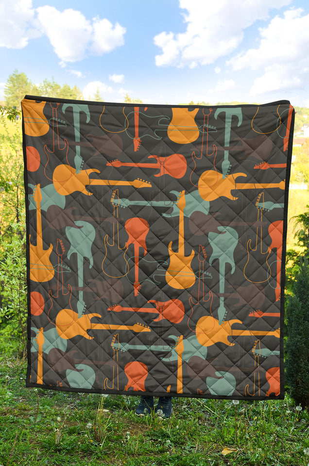 Electric Guitars Pattern Premium Quilt