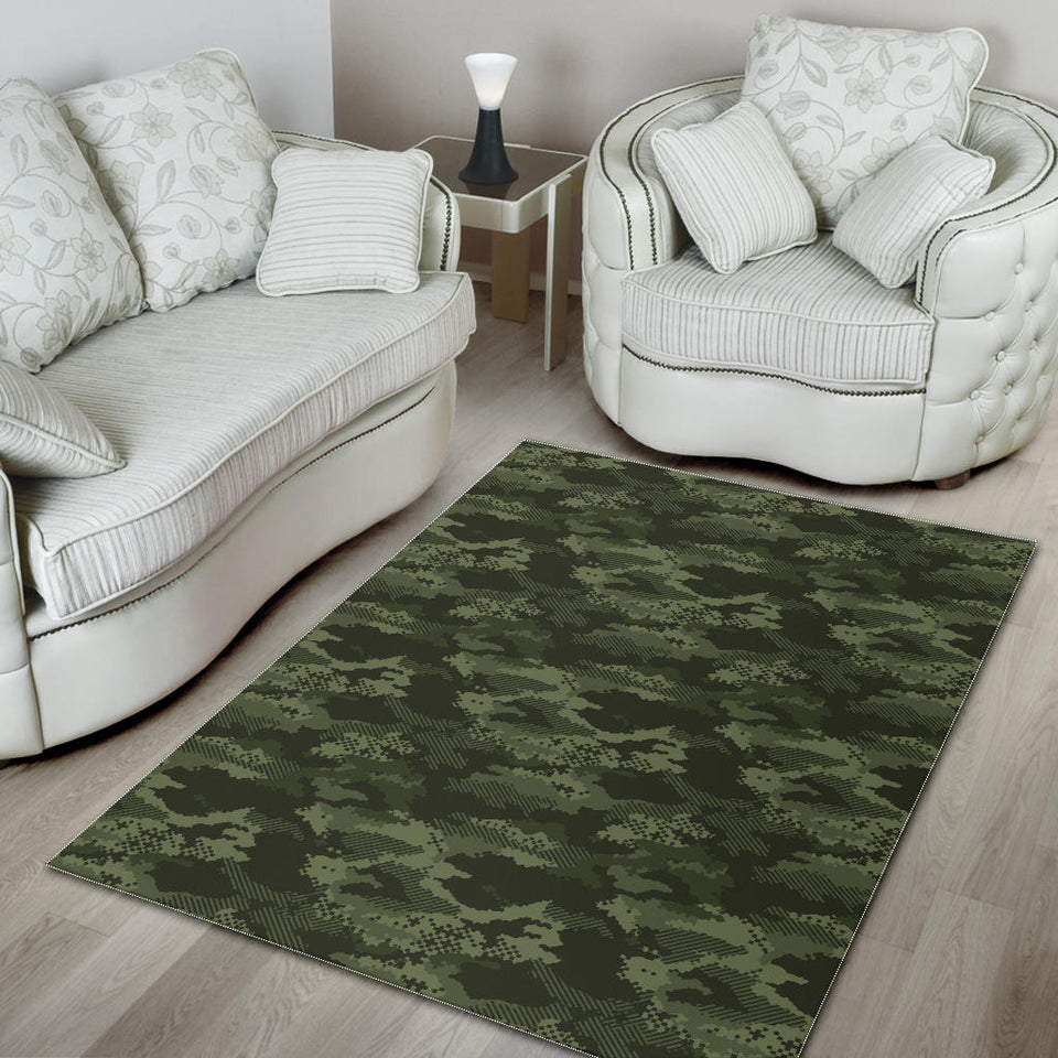 Digital Green Camo Camouflage Pattern Area Rug