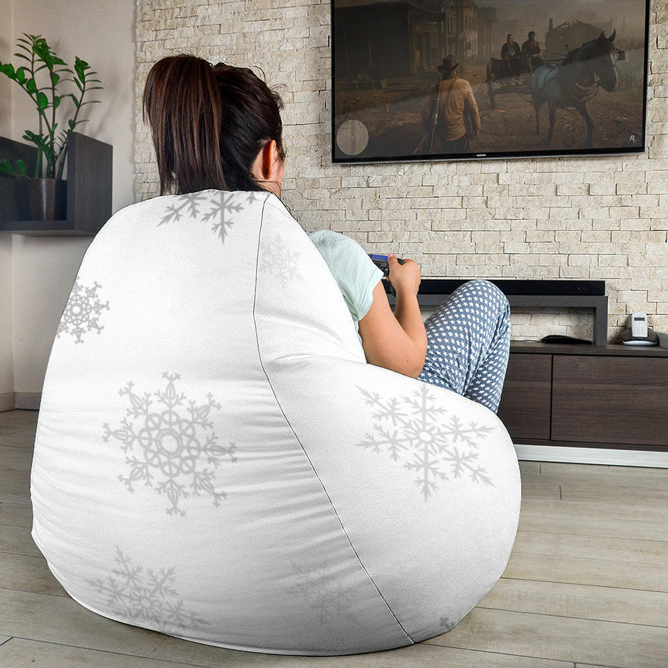 Snowflake Pattern White Background Bean Bag Cover