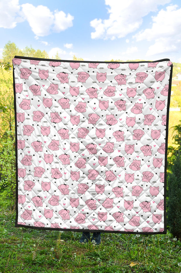 Pig Pattern Print Design 03 Premium Quilt