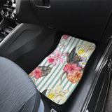 Colorful Orchid Flower Pattern Front And Back Car Mats
