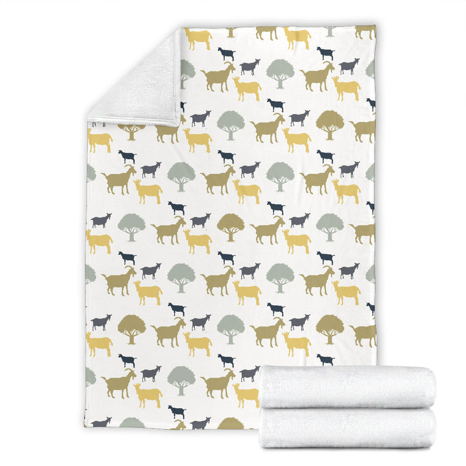 Silhouettes Of Goat And Tree Pattern Premium Blanket