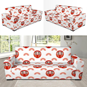 Daruma Japanese Wooden Doll Design Pattern Sofa Slipcover