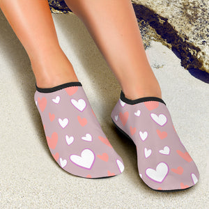 Coral White Heart Pattern Aqua Shoes