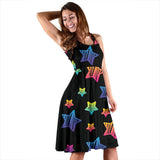 Colorful Star Pattern Sleeveless Midi Dress