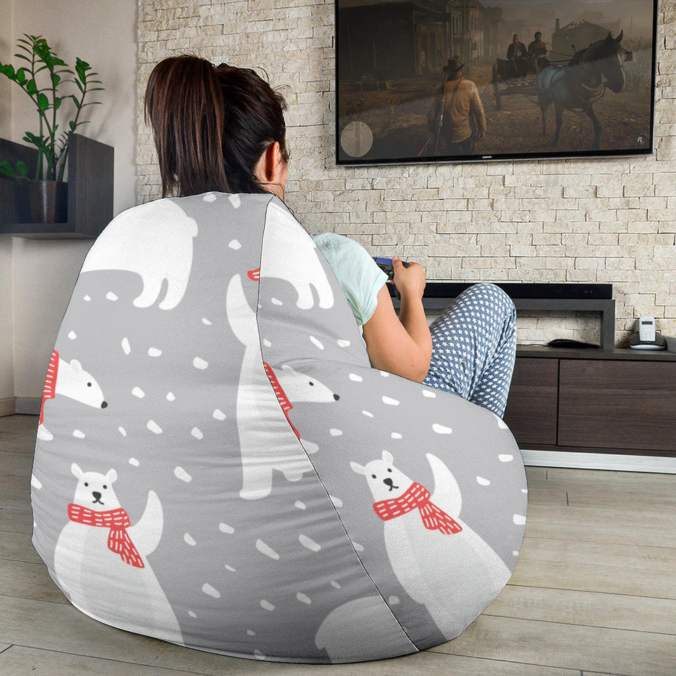 Cute Polar Bear Christmas Snow Pattern Bean Bag Cover
