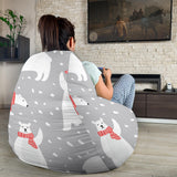 Cute Polar Bear Christmas Snow Pattern Bean Bag Cover
