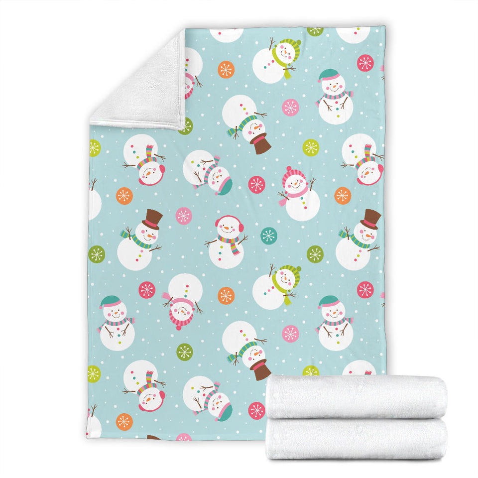 Cute Snowman Snowflake Pattern Premium Blanket